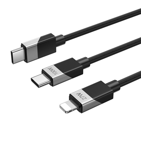 BWOO Pleciony kabel 2 w 1 USB-C do USB-C i Lightning 100W/27W