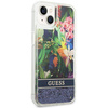 Etui IPHONE 14 Guess Hardcase Flower Liquid Glitter niebieskie