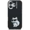 Etui Karl Lagerfeld IML Aquarelle Choupette & Logo na iPhone 16 - czarne