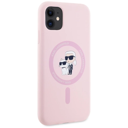 Karl Lagerfeld Silikon Karl&amp;Choupette MagSafe iPhone 11 Hülle - Rosa
