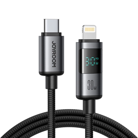 Joyroom S-A16 Pro Prism Series 30W USB-C - Lightning Kabel mit Display 1,2m - Schwarz