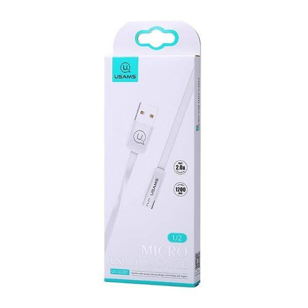 Kabel Płaski 2A 1.2m USB - Micro USB Usams U2 SJ201MIC02 (US-SJ201) biały