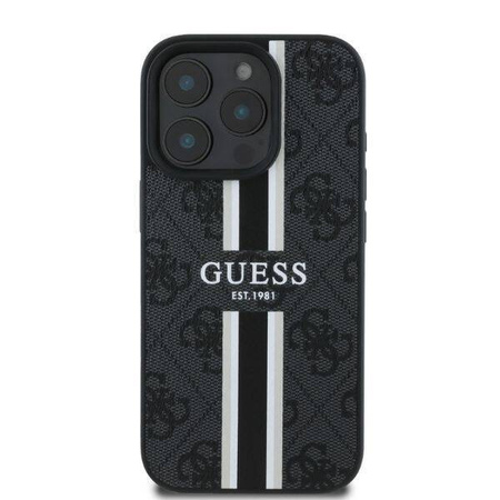GUESS futerał do IPHONE 16 Pro Max kompatybilny z MagSafe GUHMP16XP4RPSK (4G Pronted Stripes) czarny