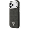 Guess Nakładka Magsafe 4G PU Leather Case With Triangle Logo And Silver Metal Camera Frame Do iPhone 17 Pro Max Czarna