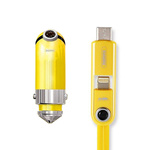 REMAX Ładowarka Samochodowa Cutie RCC-211 - USB - 2,4A z kablem 3 w 1 Micro USB, Lightning, Typ C Żółty