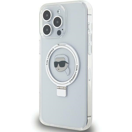 Etui Karl Lagerfeld Ring Stand Karl Head MagSafe do iPhone 15 Pro Max - białe