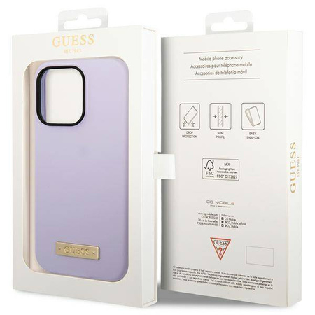 Guess GUHMP14LSBPLU iPhone 14 Pro 6.1" purple/purple hard case Silicone Logo Plate MagSafe