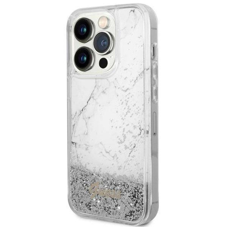 Guess GUHCP14XLCSGSGH iPhone 14 Pro Max 6.7" biały/white hardcase Liquid Glitter Marble