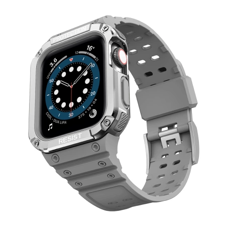 Protect Strap Band for Apple Watch 38/40/41mm Armored Case Strap - Gray, Silver