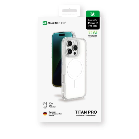 AmazingThing Titan Pro Mag Case with Magnetic Ring for iPhone 16 Pro Max - Transparent