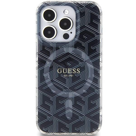 Original Handyhülle APPLE IPHONE 15 PRO MAX Guess hardcase IML GCube MagSafe (GUHMP15XHGCUSTGK) schwarz