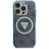 Etui Guess IML Metal Glitter 4G Circle Triangle MagSafe na iPhone 16 Pro - niebieskie
