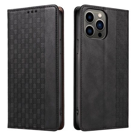 Magnet Strap Case etui do iPhone 13 Pro Max pokrowiec portfel + mini smycz zawieszka czarny