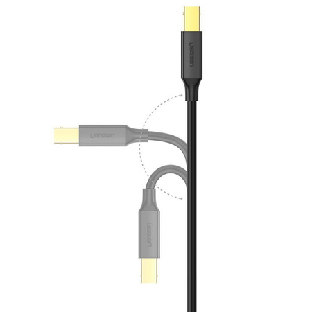 UGREEN US135 Kabel USB 2.0 A-B do drukarki, pozłacany, 1m (czarny)