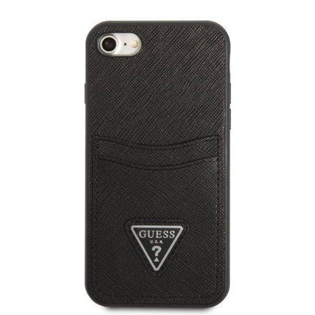 Original Case IPHONE SE 2022 / SE 2020 / 7 / 8 Guess Hardcase Saffiano Triangle Logo Cardslot black