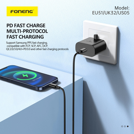 Foneng Ładowarka sieciowa EU51 GaN - Typ C - PD 25W biała