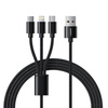VEGER kabel 3w1 USB do Typ C + Apple Lightning 8-pin + Micro 2A V303 1,2m czarny