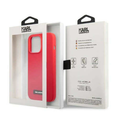 Original Handyhülle IPHONE 13 PRO Karl Lagerfeld Hardcase Silicone Plaque rot