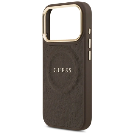 Etui Guess Peony Hot Stamp MagSafe na iPhone 17 Pro - brązowe