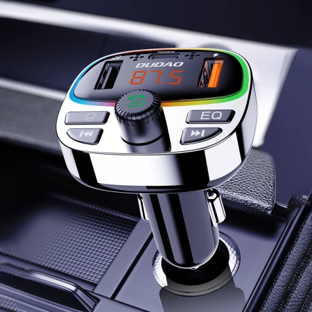 Transmiter Dudao R2PRO+ z portami ładowania PD25W Bluetooth 5.3 RGB - czarno-srebrny