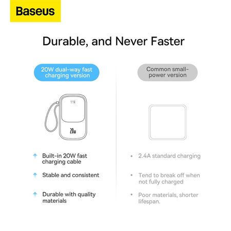 Baseus Qpow Powerbank 10000mAh integrierter Lightning 20W Schnellladekabel SCP AFC FCP lila (PPQD020005)