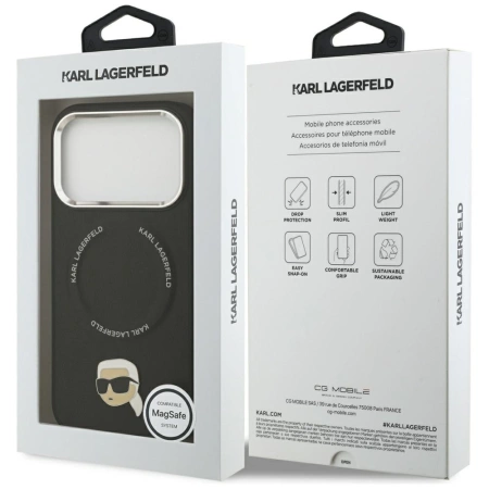 Karl Lagerfeld Karl Pin MagSafe Case für iPhone 17 Pro - Schwarz