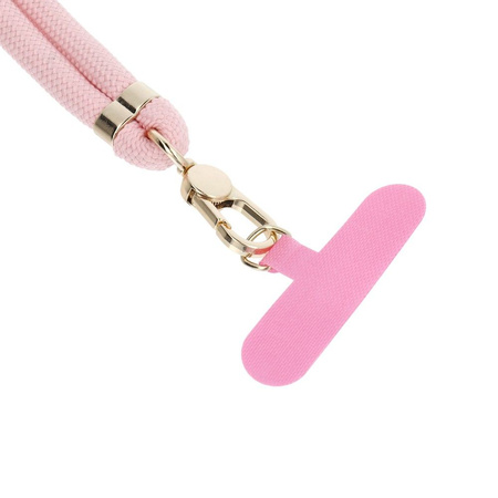 Zawieszka SWING (8mm) do telefonu z regulacją długości / długość sznura 165cm (max 82,5cm w pętli) / na ramię lub szyję - jasnoróżowy