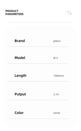 JELLICO cable B15 Lightning 3.1A 1M White