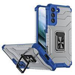 Crystal Ring Case robuste Kickstand TPU/PC Panzer Handyhülle Hard Case für Samsung Galaxy S22+ (S22 Plus) blau