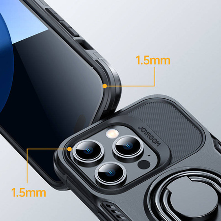 Joyroom Dual Hinge Case für iPhone 14 gepanzerte Hülle mit Ständer und Ringhalter schwarz