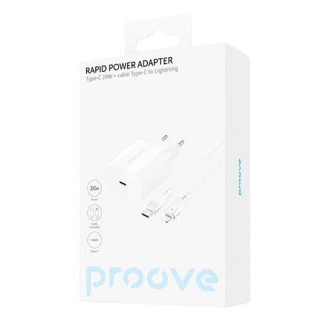 Proove ładowarka sieciowa Rapid 20 W typu C + kabel typu C do lightning 27W biała