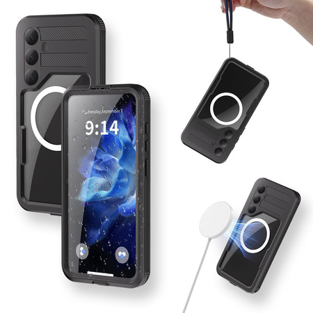 Futerał wodoodporny SHELLBOX MARS z metalowym ringiem do SAMSUNG S25 Plus czarny