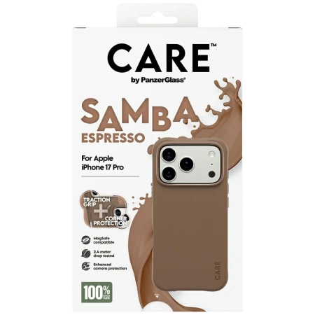 Etui CARE by PanzerGlass Fashionable Samba MagSafe na iPhone 17 Pro - brązowe