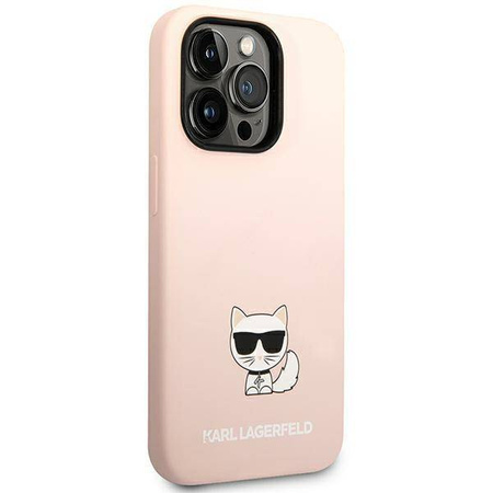 Oryginalne Etui IPHONE 14 PRO Karl Lagerfeld Hardcase Silicone Choupette Body jasny róż