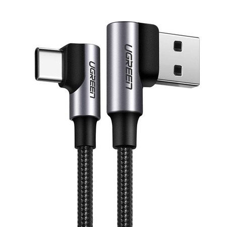 Ugreen kątowy kabel przewód USB - USB Typ C Quick Charge 3.0 QC3.0 3 A 1 m szary (US176 20856)
