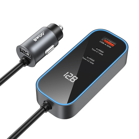 BWOO ładowarka samochodowa PD RGB CC107 1x USB-C 1x USB 30W czarna