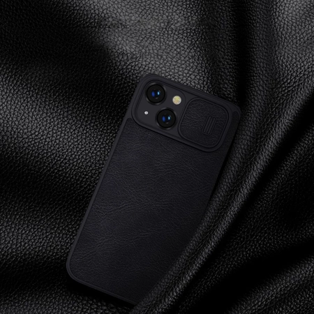 Nillkin Qin Leder Pro Hülle iPhone 14 Plus Kamera Cover Holster Cover Flip Case Schwarz