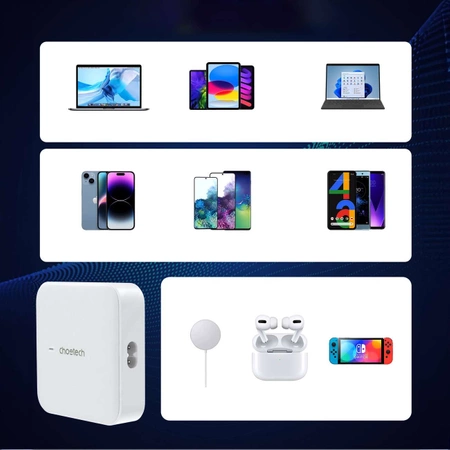 Choetech PD8008 100W GaN fast charger 2x USB-A / 2x USB-C - white