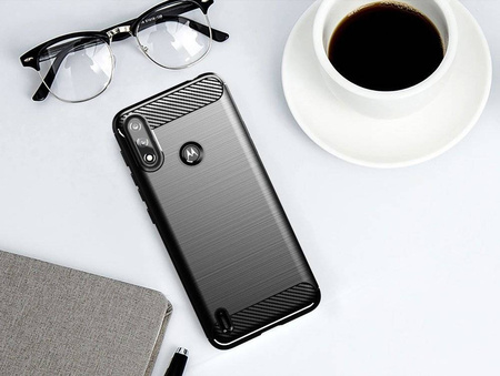 Carbon Case Flexible Cover Sleeve Motorola Moto E7 Power black