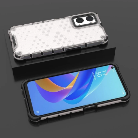 Gepanzerte Wabenhülle mit Gelrahmen Oppo A76 / Oppo A36 / Realme 9i transparent