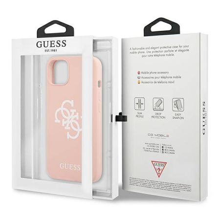 Guess GUHCP13SLS4GWPI iPhone 13 mini 5,4 &quot;rosa / rosa Hartschale Silikon 4G Logo