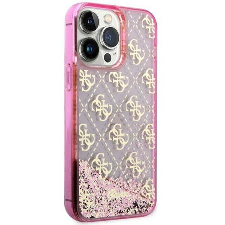 Guess GUHCP14LLC4PSGP iPhone 14 Pro 6.1" pink/pink Hardcase Liquid Glitter 4G Transculent