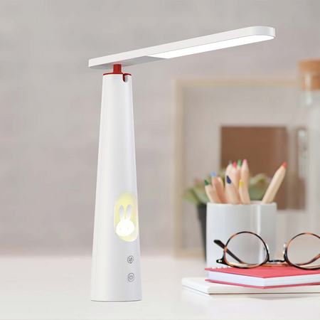 Lampa biurkowa LED 7,5W ze świecącym króliczkiem PURE FLB-150 ELENA biała Forever Light