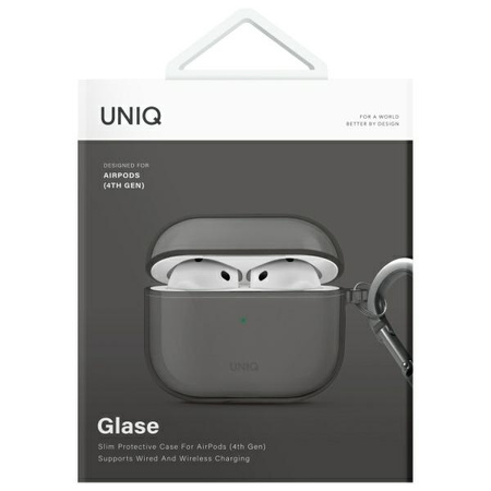 UNIQ etui Glase AirPods 4 dymny/glossy   smoke
