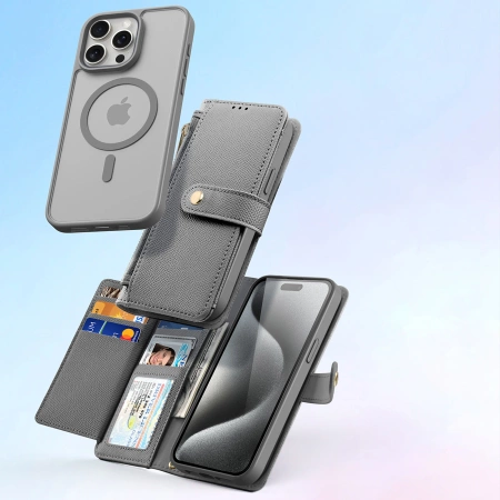 Dux Ducis Lawa Lederhülle für iPhone 15 Pro Max - Grau