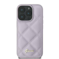 Schutzhülle IPHONE 16 Guess Hardcase Quiled Metal Logo (GUHCP16SPSQSQSU) hellviolett