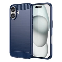 Carbon Case Silikonhülle für iPhone 16 - Blau