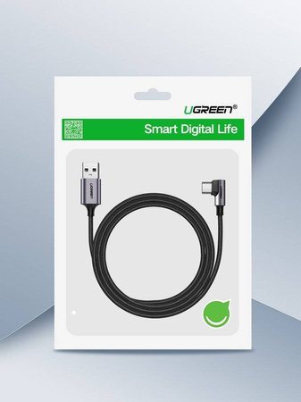 Ugreen kątowy kabel przewód USB - USB Typ C 1m 3A szary (50941)