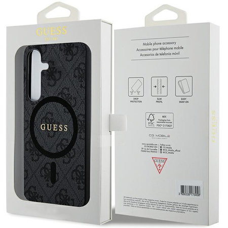 Oryginalne Etui GUESS Hardcase GUHCS24SGF4GGR do Samsung S24 (Kompatybilny z Magsafe / 4G Ring classic logo / czarny)