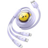 BASEUS zwijany kabel USB do Micro/Lightning/Typ C 3w1 Leo 3.5A 1.1m fioletowy CB000063
